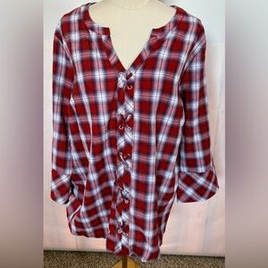 NEW w/Tags Skies Are Blue Burnt Orange Londyn Lace-Up Detail Top Size 2X